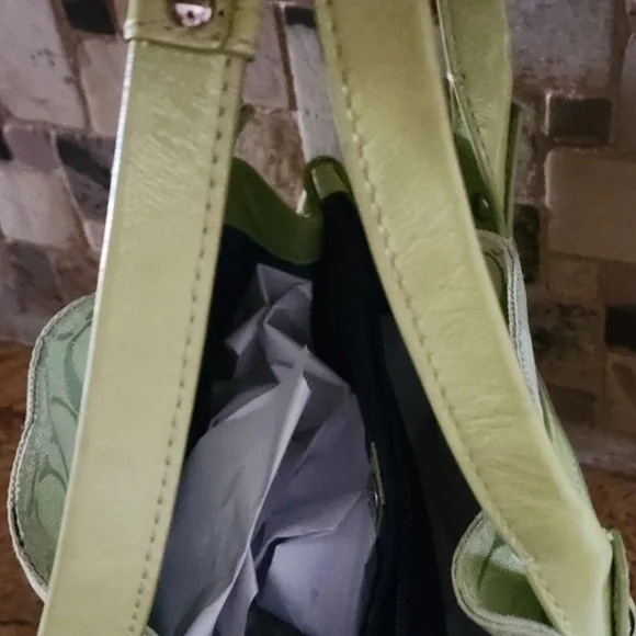 Coach Lime Green Signature Shoulder Tote - Picture 12 of 16